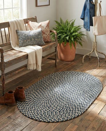  2' x 3' 1  Hand Tweed Braided Jute Oval Rug