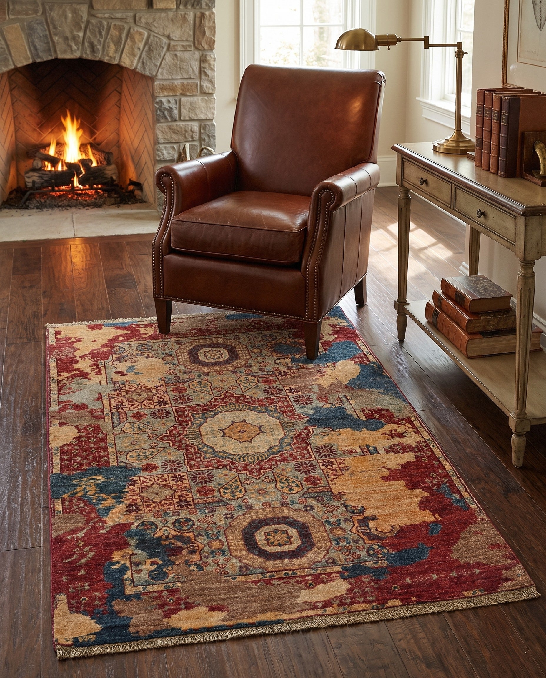 3' 6 x 4' 11 Hand Knotted Mamluk Ziegler Rug