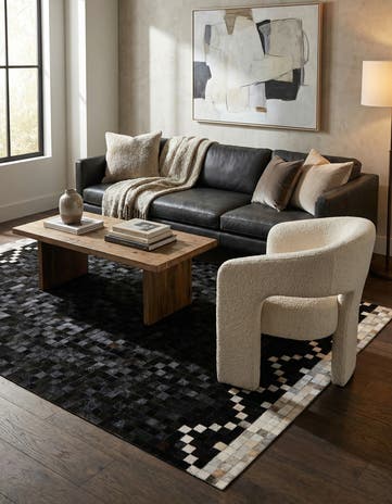 5' 1 x 8' Cowhide - Patchwork Rug