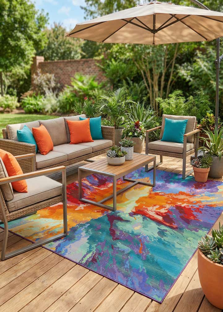 6' x 9' Easy-Clean Modern Indoor / Outdoor Rug