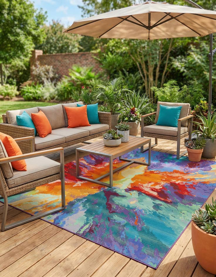 Detail image of 6' x 9' Easy-Clean Modern Indoor / Outdoor Rug