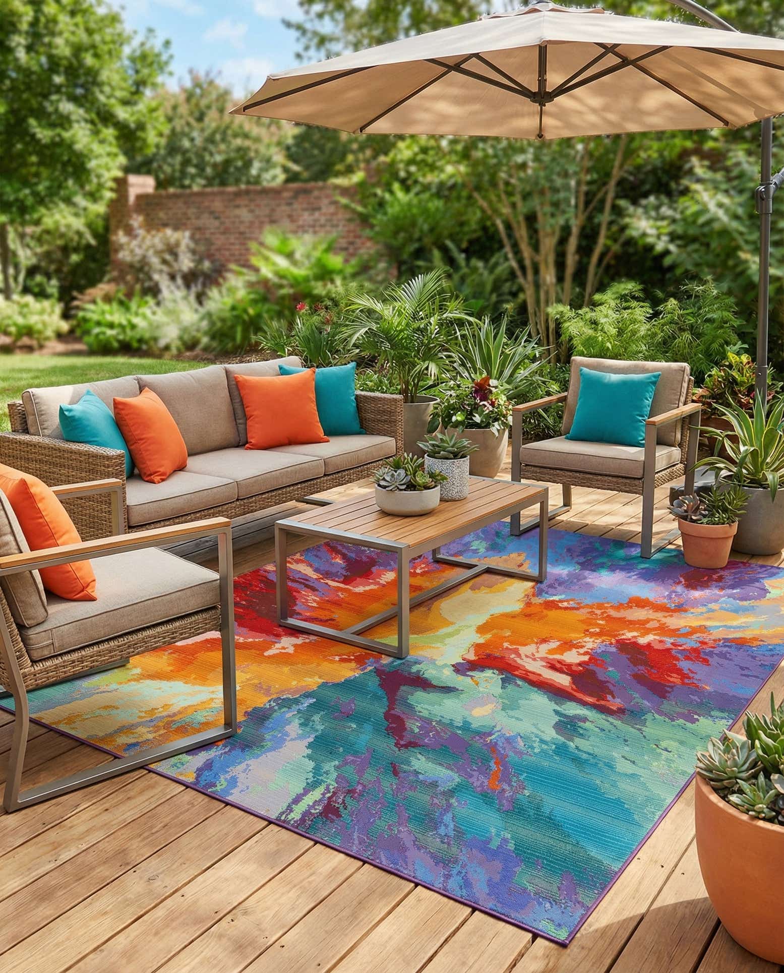 6' x 9' Easy-Clean Modern Indoor / Outdoor Rug