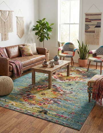 Turquoise Washable Carnevale Rug