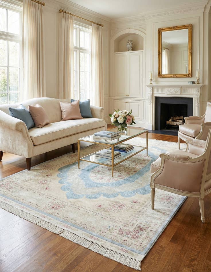 Detail image of  5' x 7' 5 Qom Bamboo Silk Rug