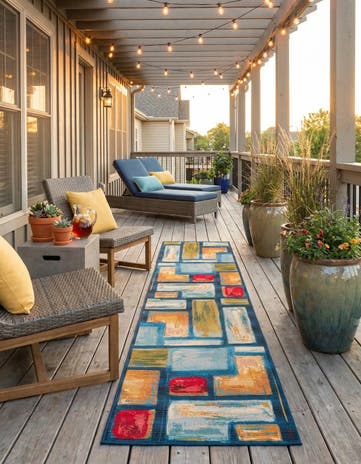 2' 7 x 11' Easy-Clean Modern Indoor / Outdoor Runner Rug