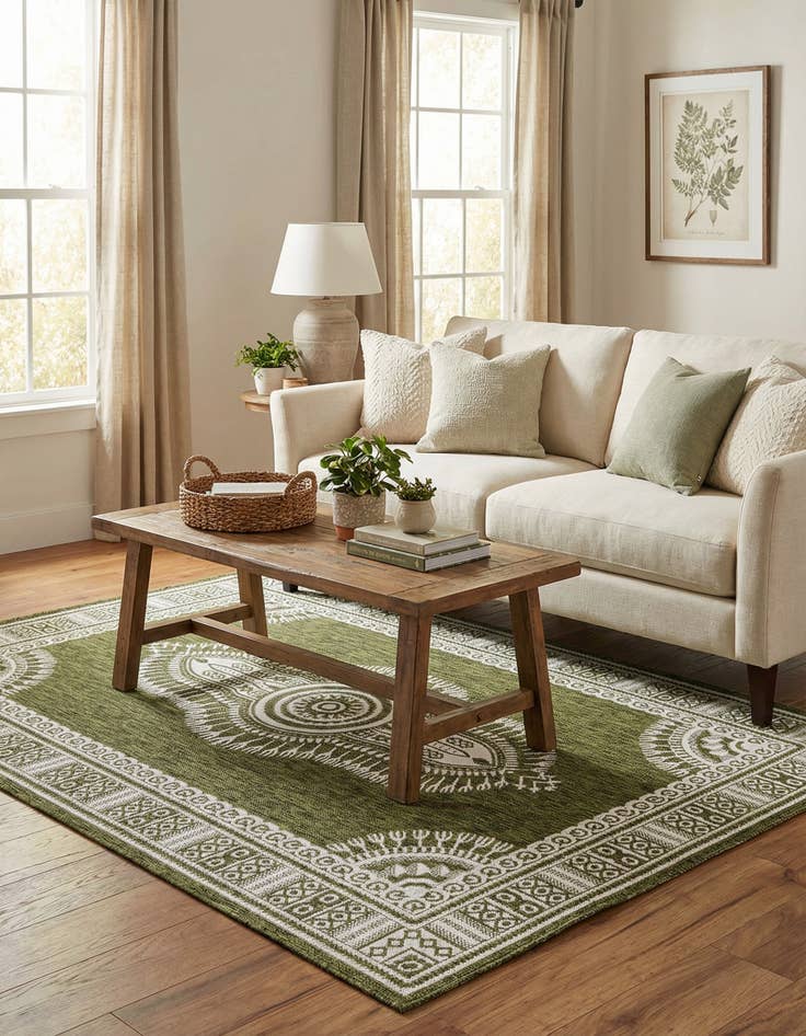 Detail image of  5' 3 x 8'  Washable Traditional Indoor / Outdoor Rug