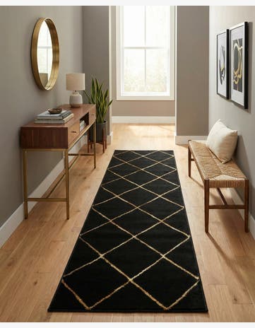 Black and Gold Vogue Geo Runner Rug
