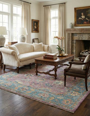 7' 10 x 9' 11 Hand Knotted Oushak Rug