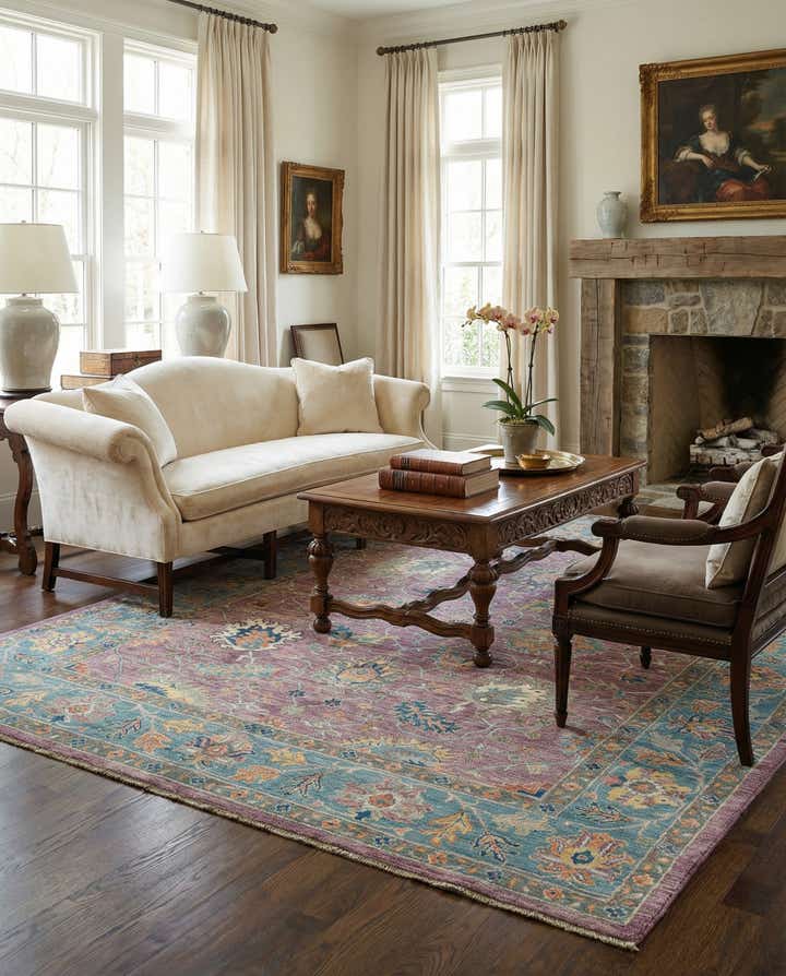 7' 10 x 9' 11 Hand Knotted Oushak Rug