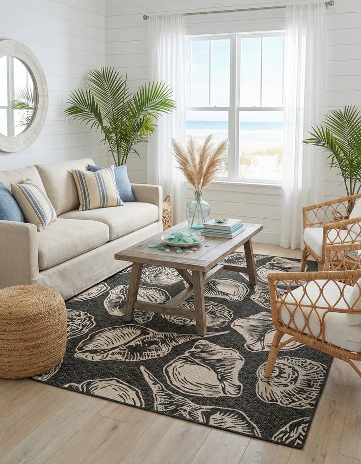 Detail image of  7' 10 x 10'  Washable Coastal Indoor / Outdoor Rug