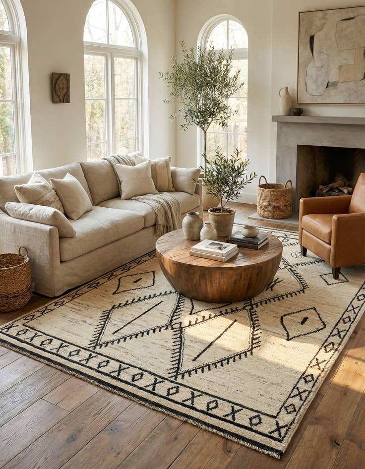 Detail image of  6' 1 x 8' 10  Hand Knotted Moroccan Wool Rug