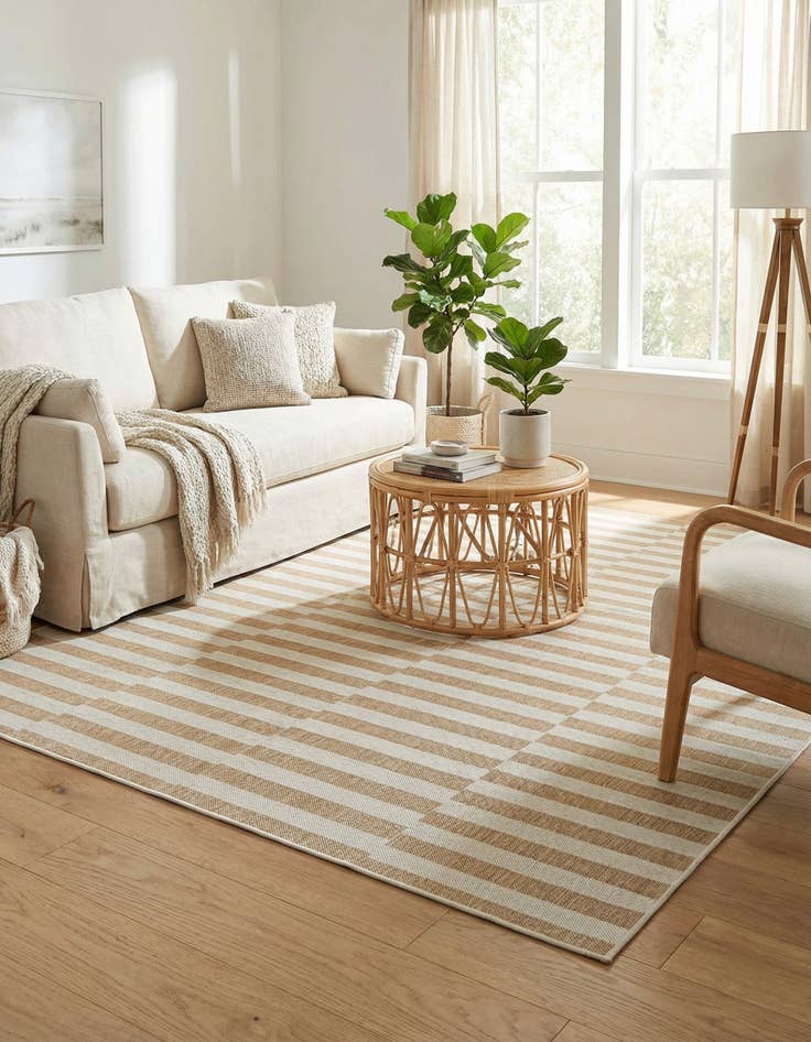 Detail image of 6' x 9' Easy-Clean Striped Indoor / Outdoor Rug