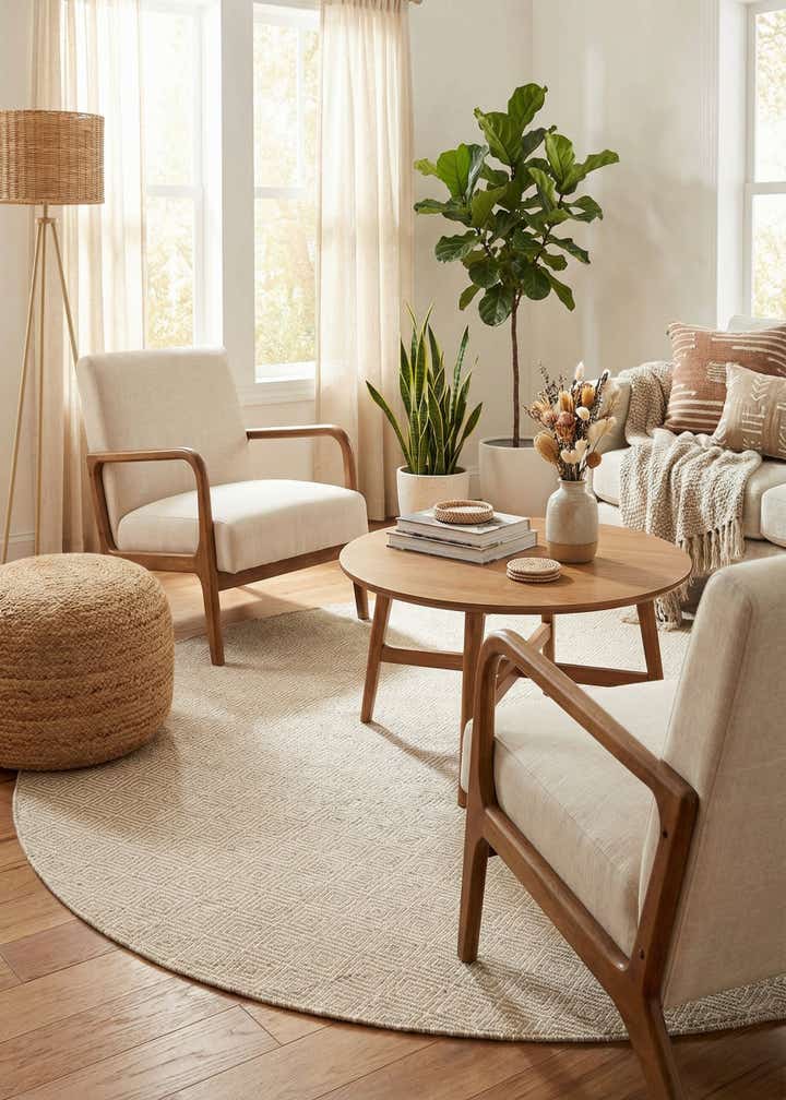 7' 10 x 7' 10 Hand Woven Geo Trellis Flatweave Round Rug