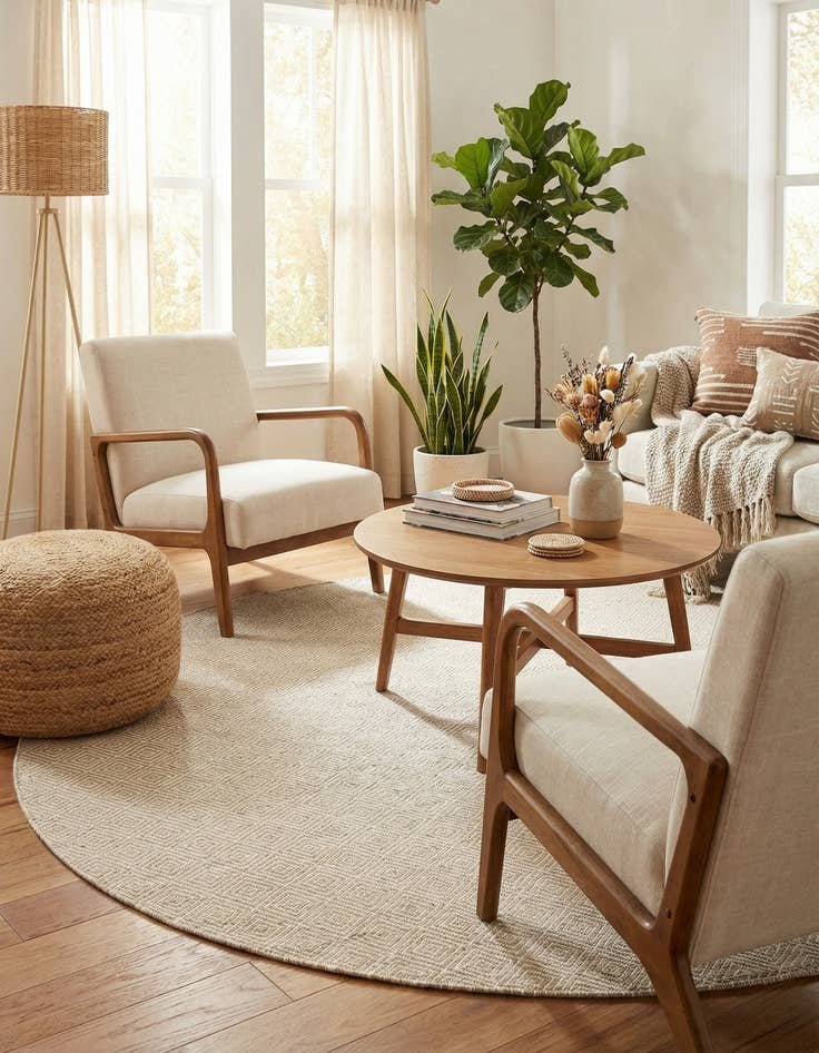 Detail image of 7' 10 x 7' 10 Hand Woven Geo Trellis Flatweave Round Rug