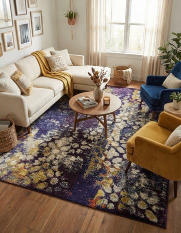 Navy Blue Washable Carnevale Rug