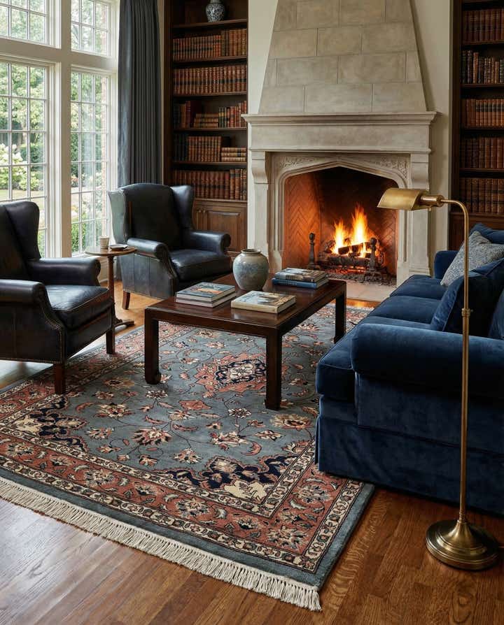 4' 8 x 7' 4 Hand Knotted Lahour Oriental Wool Rug