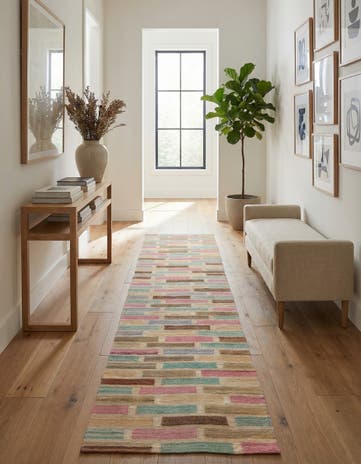 2' 4 x 11' 10 Hand Woven Kilim Modern Wool Runner Rug