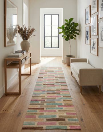 2' 4 x 11' 10 Hand Woven Kilim Modern Wool Runner Rug
