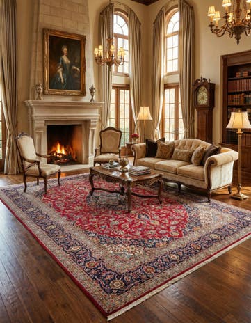 9' 9 x 13' 2 Hand Knotted Kashan Persian Wool Rug
