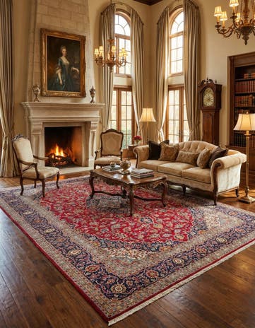 9' 9 x 13' 2 Hand Knotted Kashan Persian Wool Rug