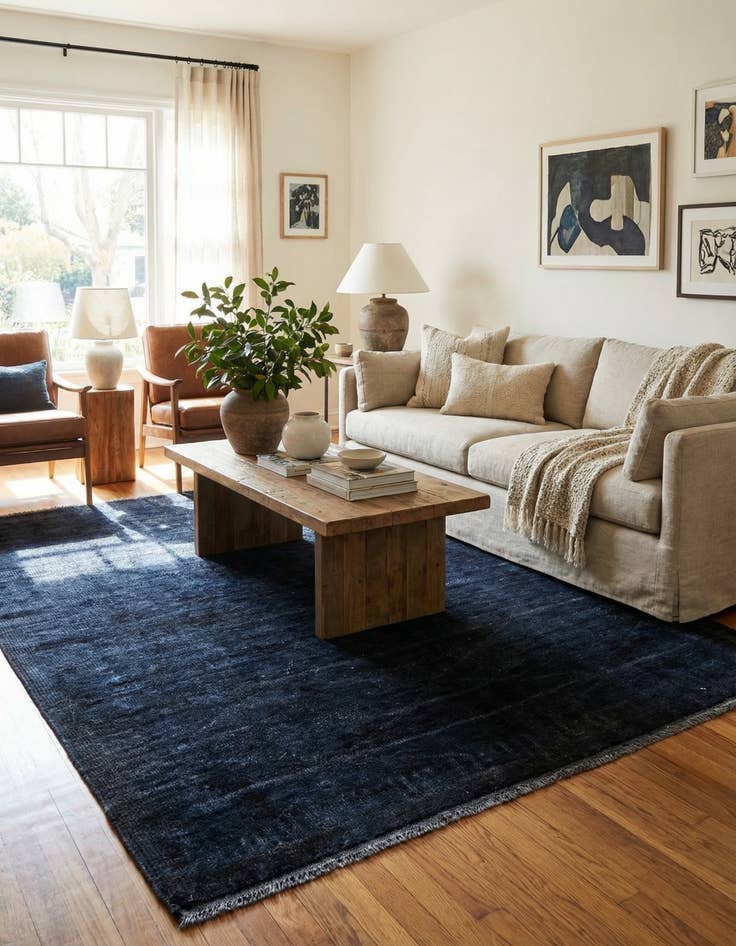 Detail image of 4' 9 x 7'  Hand Knotted Moroccan Wool Rug