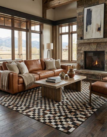 5' x 7' 8 Cowhide Leather Rug