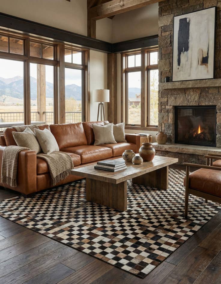 Detail image of  5' x 7' 8 Cowhide Leather Rug