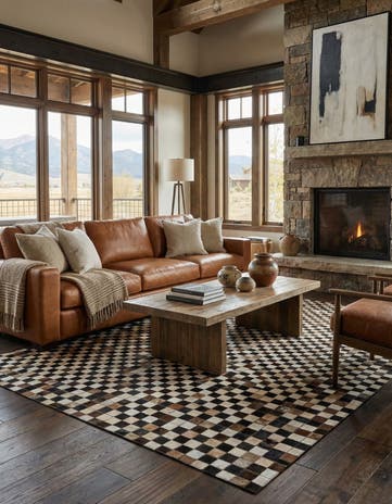 5' x 7' 8 Cowhide Leather Rug