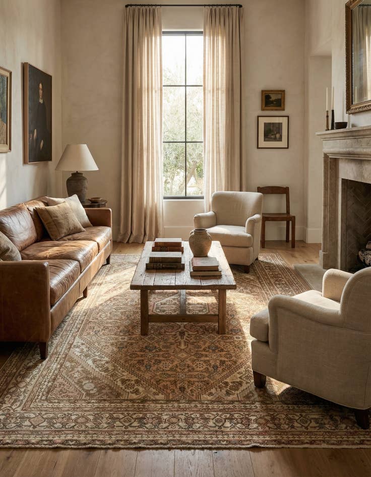 Detail image of  6' 10 x 10'  Hand Knotted Ultra Vintage Persian Wool Rug