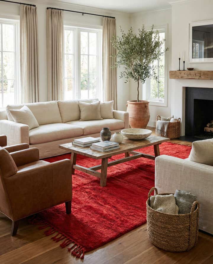 7' x 10' 4 Hand Knotted Moroccan Wool Rug