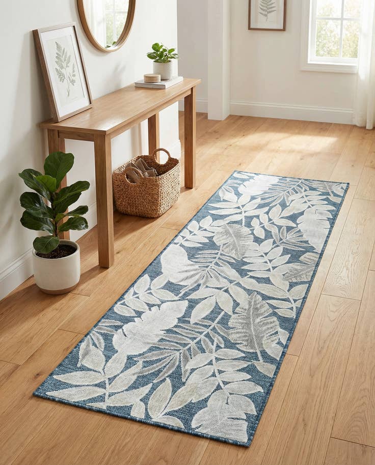 Detail image of 2' 2 x 6' Easy-Clean Botanical Indoor / Outdoor Runner Rug