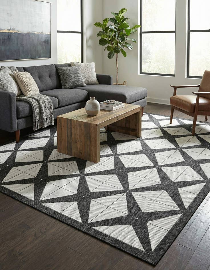 Detail image of 10' x 10'  Washable Modern Indoor / Outdoor Square Rug