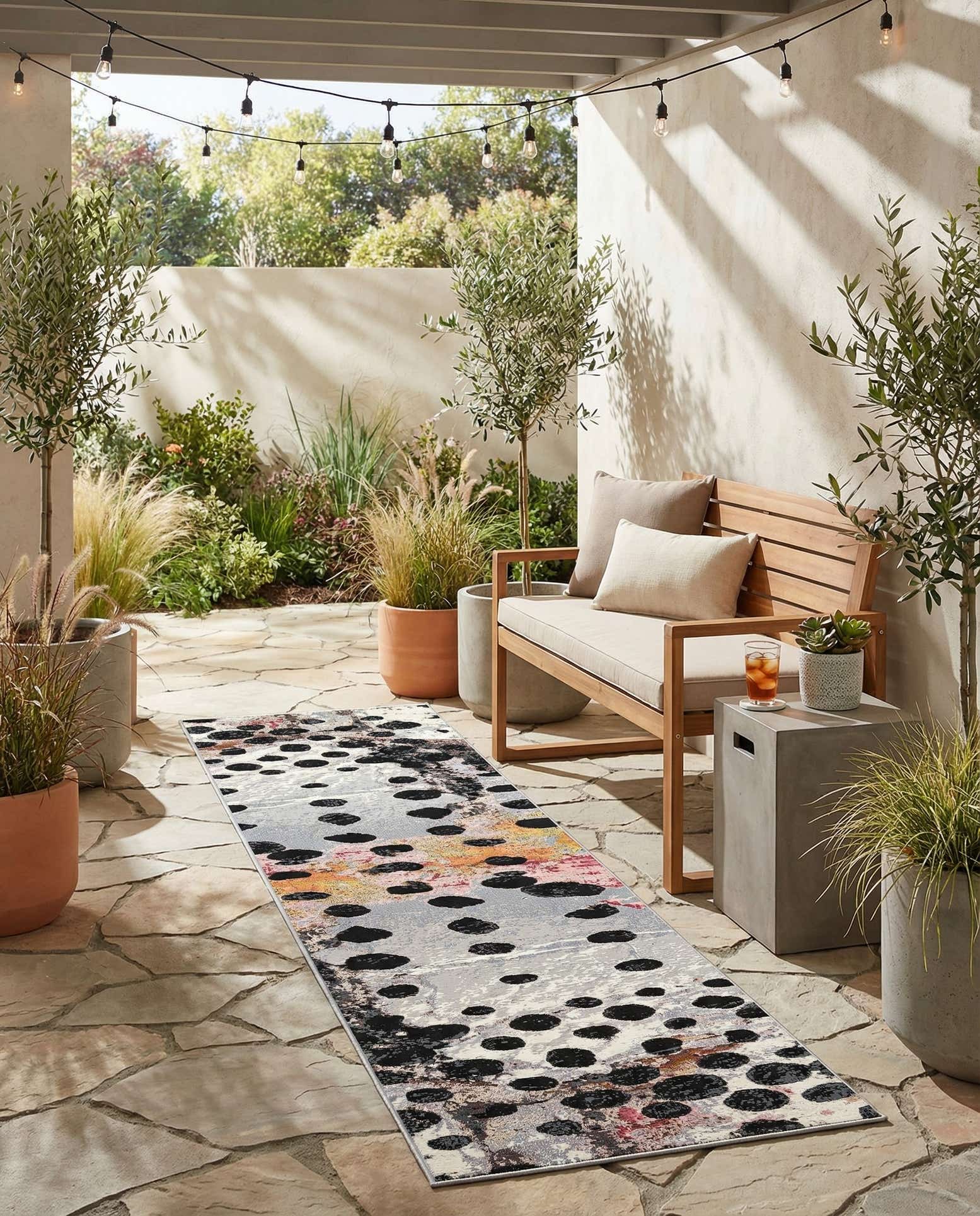 2' 7 x 12' Easy-Clean Modern Indoor / Outdoor Runner Rug