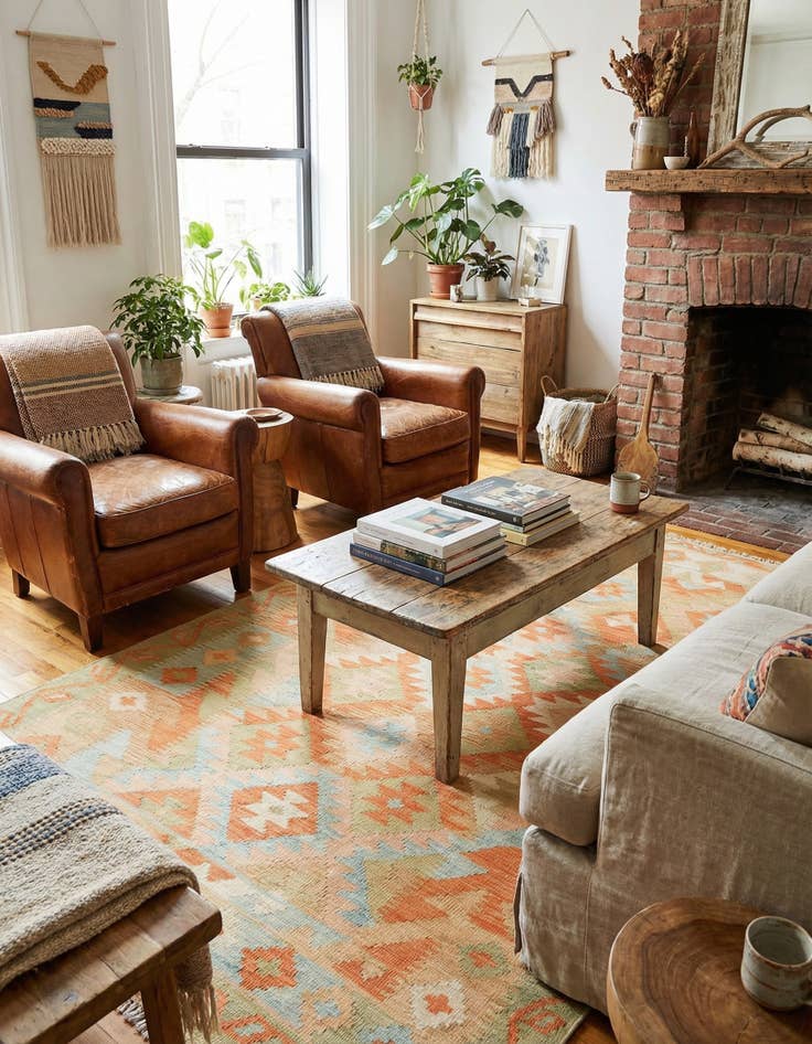 Detail image of 3' 6 x 5' 4  Hand Woven Kilim Waziri Wool Rug