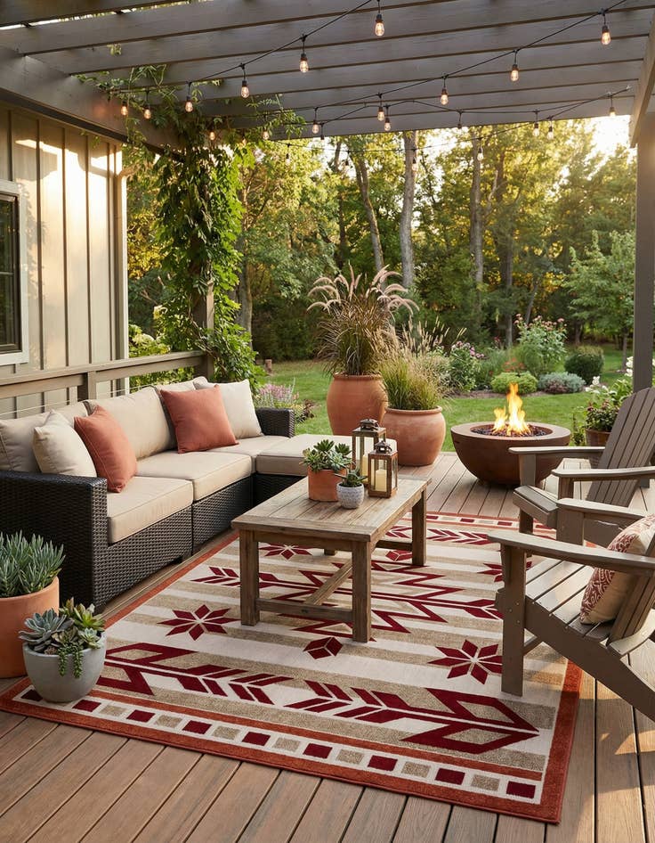 Detail image of 9' x 12'  Washable Modern Indoor / Outdoor Rug