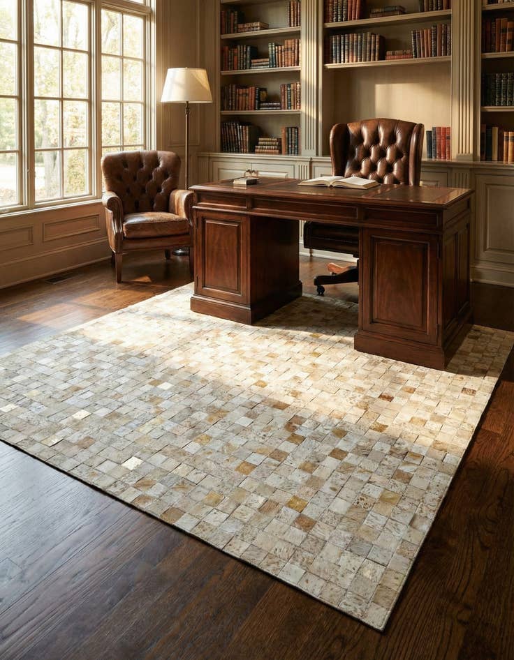 Detail image of 5' 4 x 7' 6 Cowhide Stocks Rug