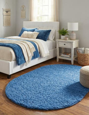 5' 3 x 8' Solid Shag Oval Rug
