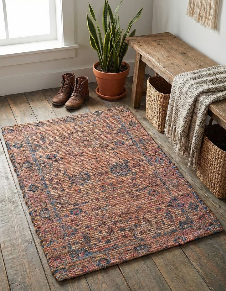 2' x 3' 1 Hand Woven Chenille Jute Rug