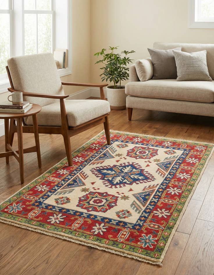 Detail image of  2' 8 x 4' 2  Hand Knotted Kazak Rug