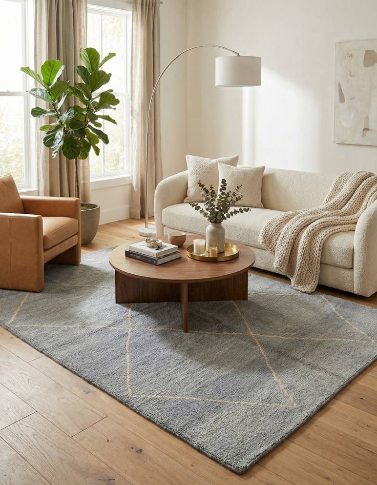 Detail image of 4' 7 x 6' 7 Hand Knotted Moroccan Wool Rug