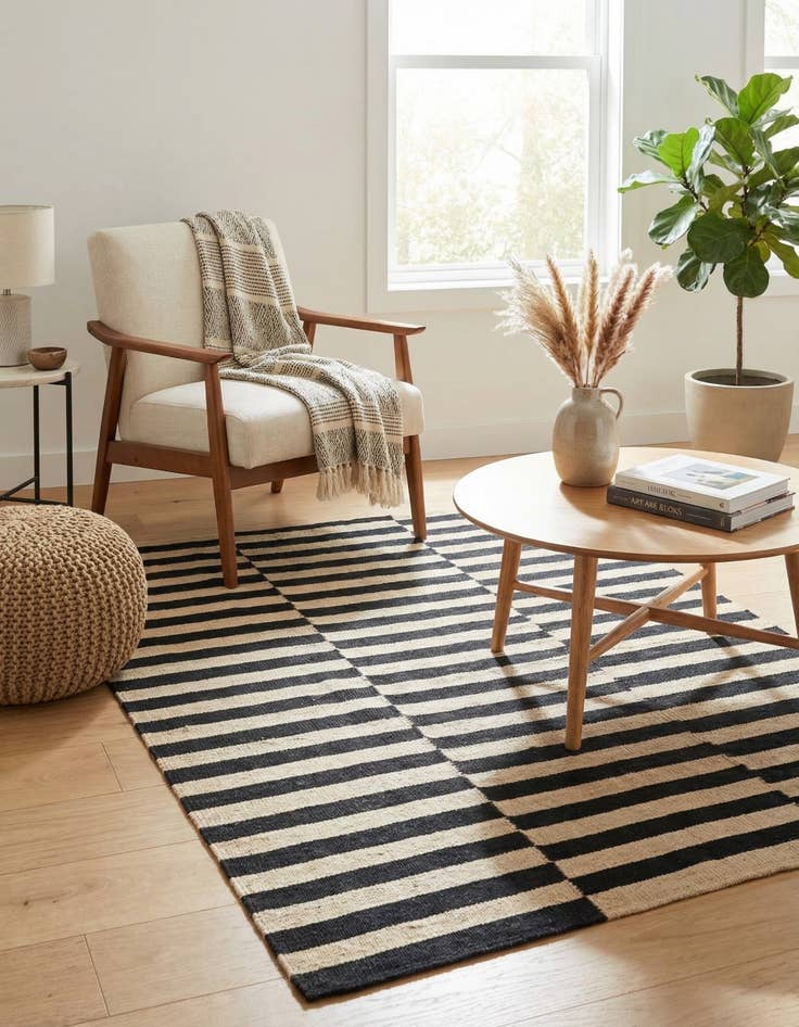 Detail image of 3' 4 x 4' 8  Hand Woven Kilim Modern Wool Rug