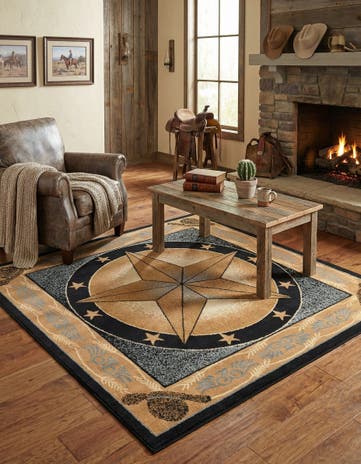 Blue Pioneer Square Rug