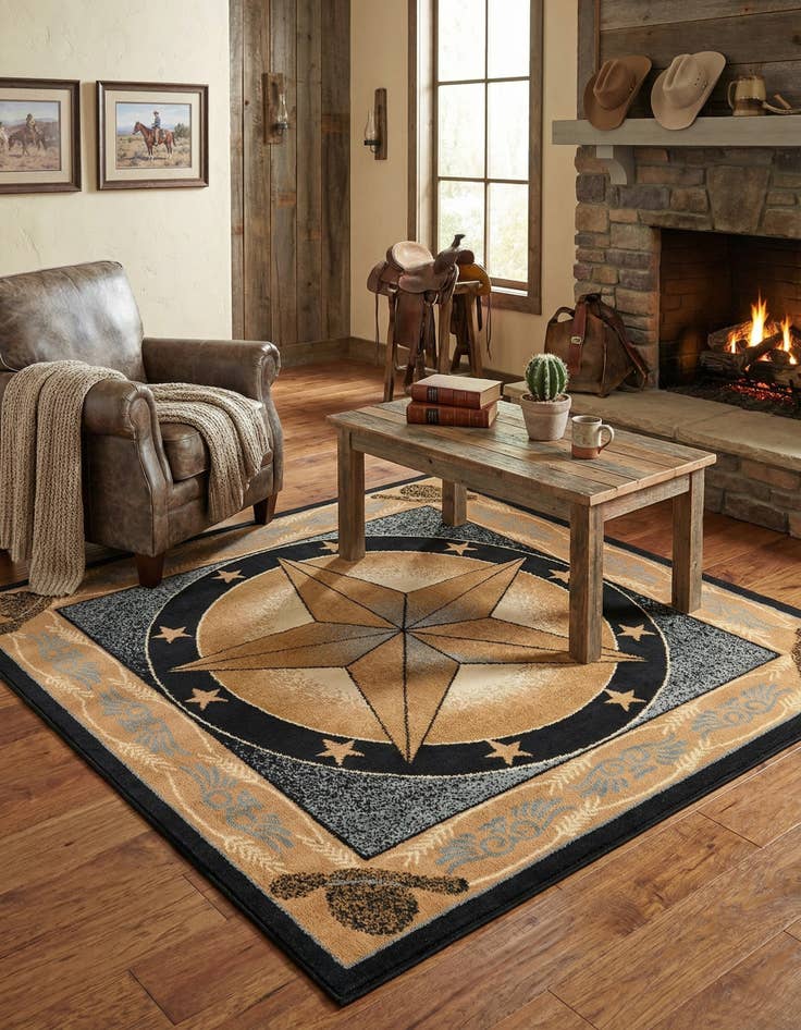 Detail image of 5' 3 x 5' 3 Pioneer Square Rug