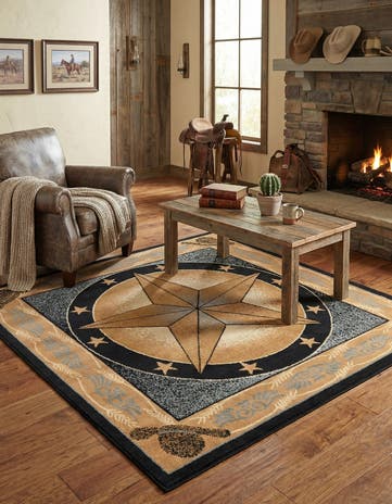 Blue Pioneer Square Rug