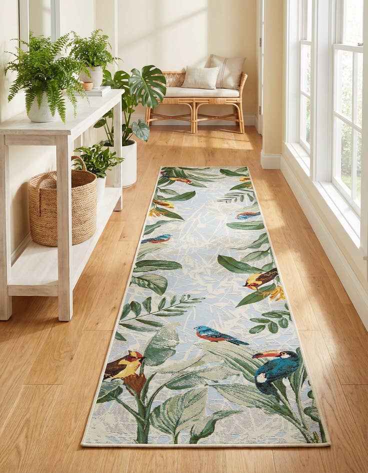 Detail image of 2' 7 x 12' Easy-Clean Botanical Indoor / Outdoor Runner Rug