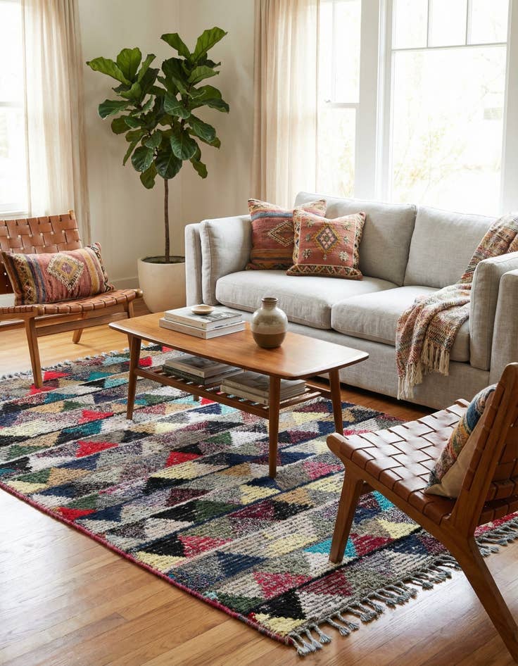 Detail image of 5' 4 x 8'  Hand Knotted Moroccan Wool Rug