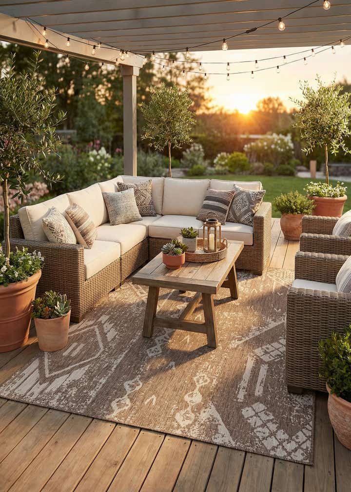 9' x 12' Easy-Clean Bohemian Indoor / Outdoor Rug