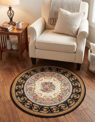 3' x 3' Easy-Clean Traditional Indoor / Outdoor Round Rug