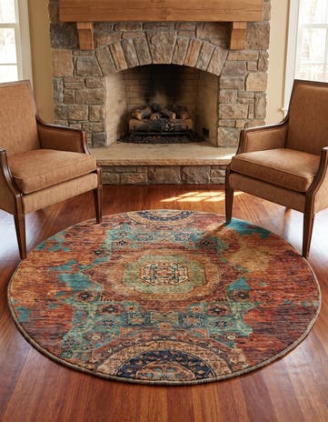 4' 9 x 4' 9 Hand Knotted Mamluk Ziegler Round Rug
