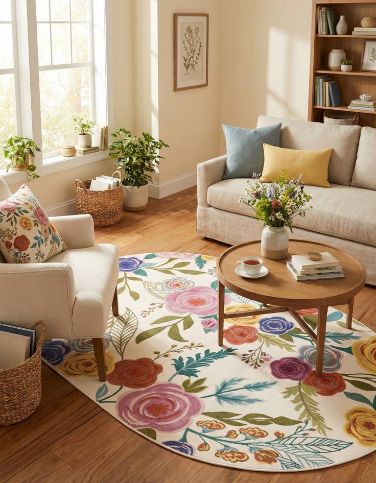 Detail image of  5' 3 x 7' 10 Blossom Oval Rug